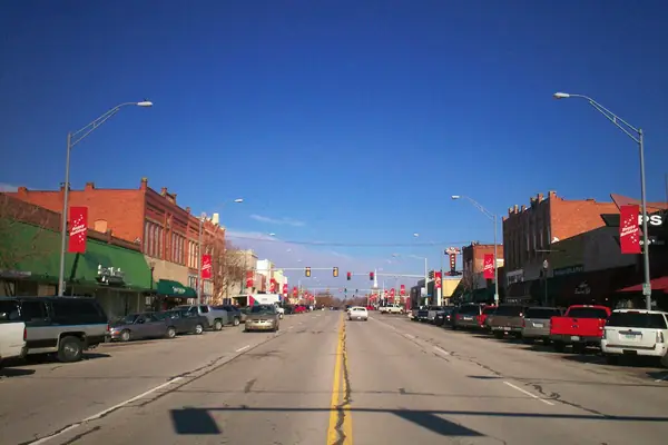 Looking north along Main Street in downtown Broken Arrow, Oklahoma